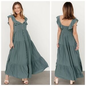 Baltic Born Deep Teal Ellie Ruffle Top Maxi Dress